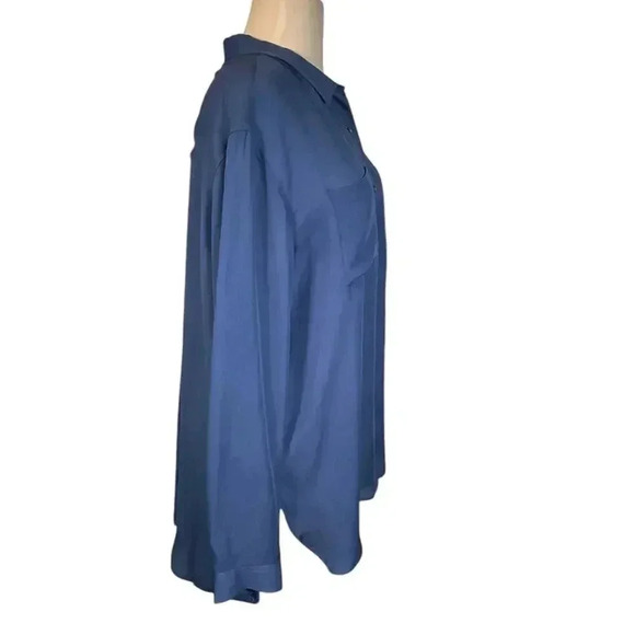 PENDLETON WOMEN'S LONG-SLEEVE SILK BUTTON-UP SHIRT NWT SIZE LARGE BLUE - Picture 7 of 15